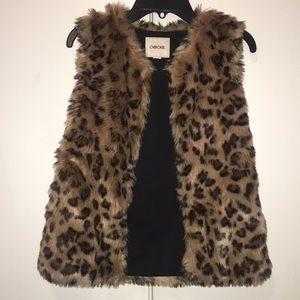 EUC leopard print fur vest